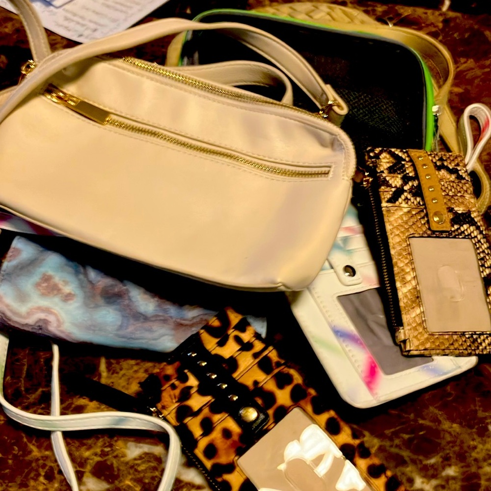An array of card holders NWOT, purses and other bags